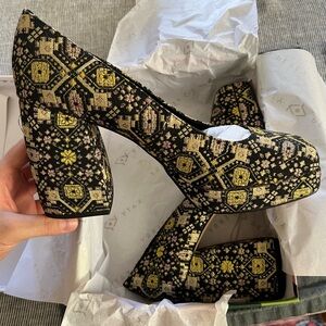 Katy Perry Collections Black and Gold Baroque Heels